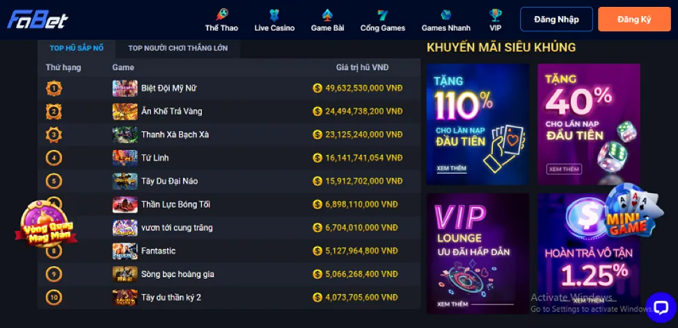 Hoàn trả hàng ngày Bắn Cá